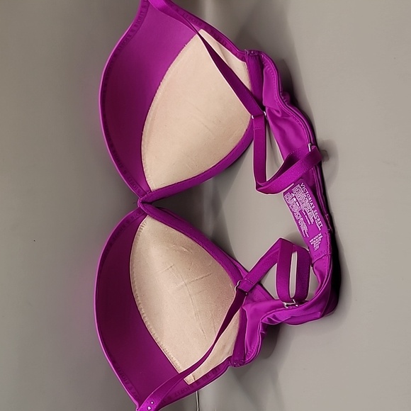 Victoria's Secret Biofit PushUp Bra 32D Fuchsia Padded Underwire Plunge Lingerie - Picture 5 of 8